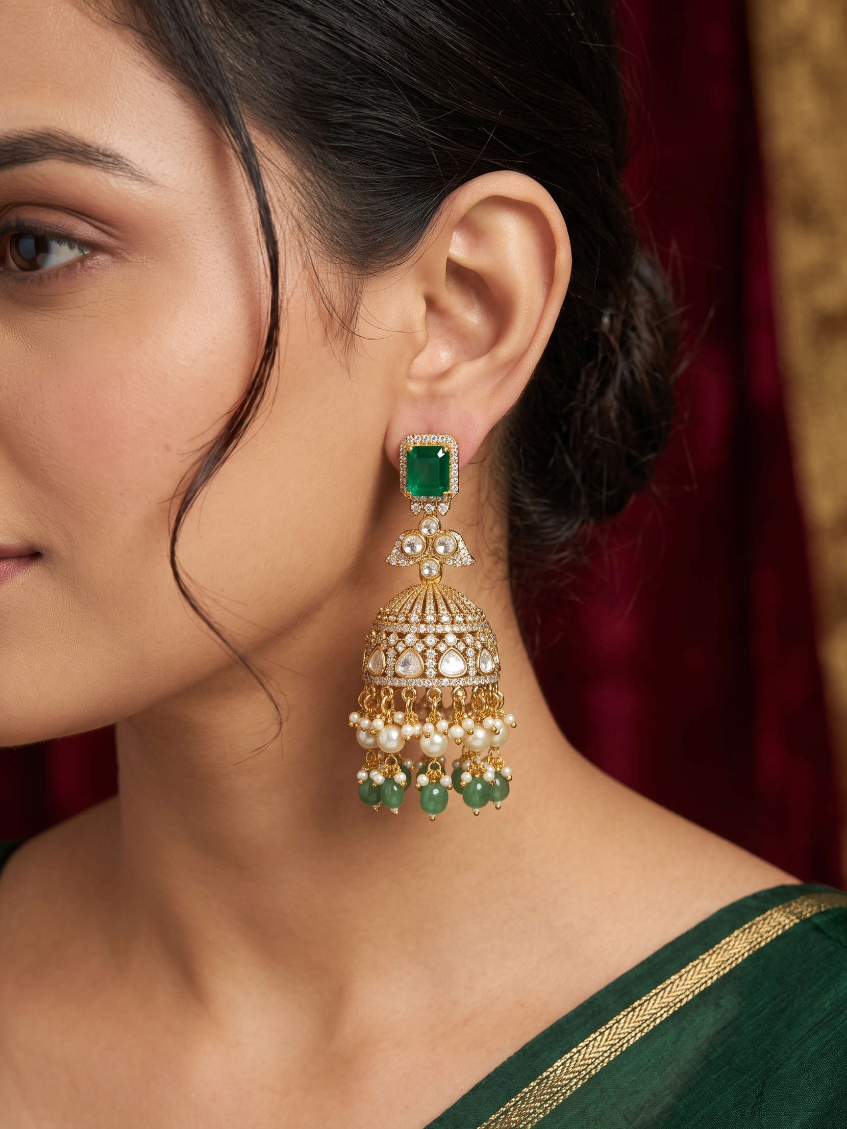 Rehana Polki Jhumka Earrings