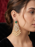 Zuleikha Emerald Polki Chandbali Earrings