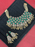 Zuleikha Emerald Polki Bridal Necklace Set