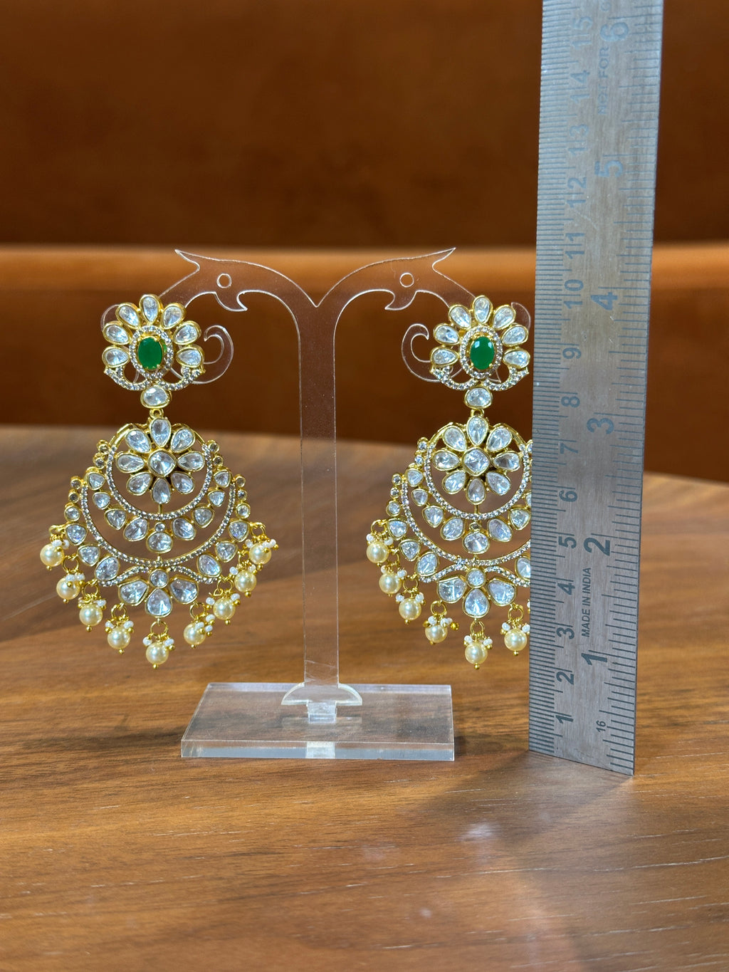 Sana Emerald Polki Chandbali Earrings