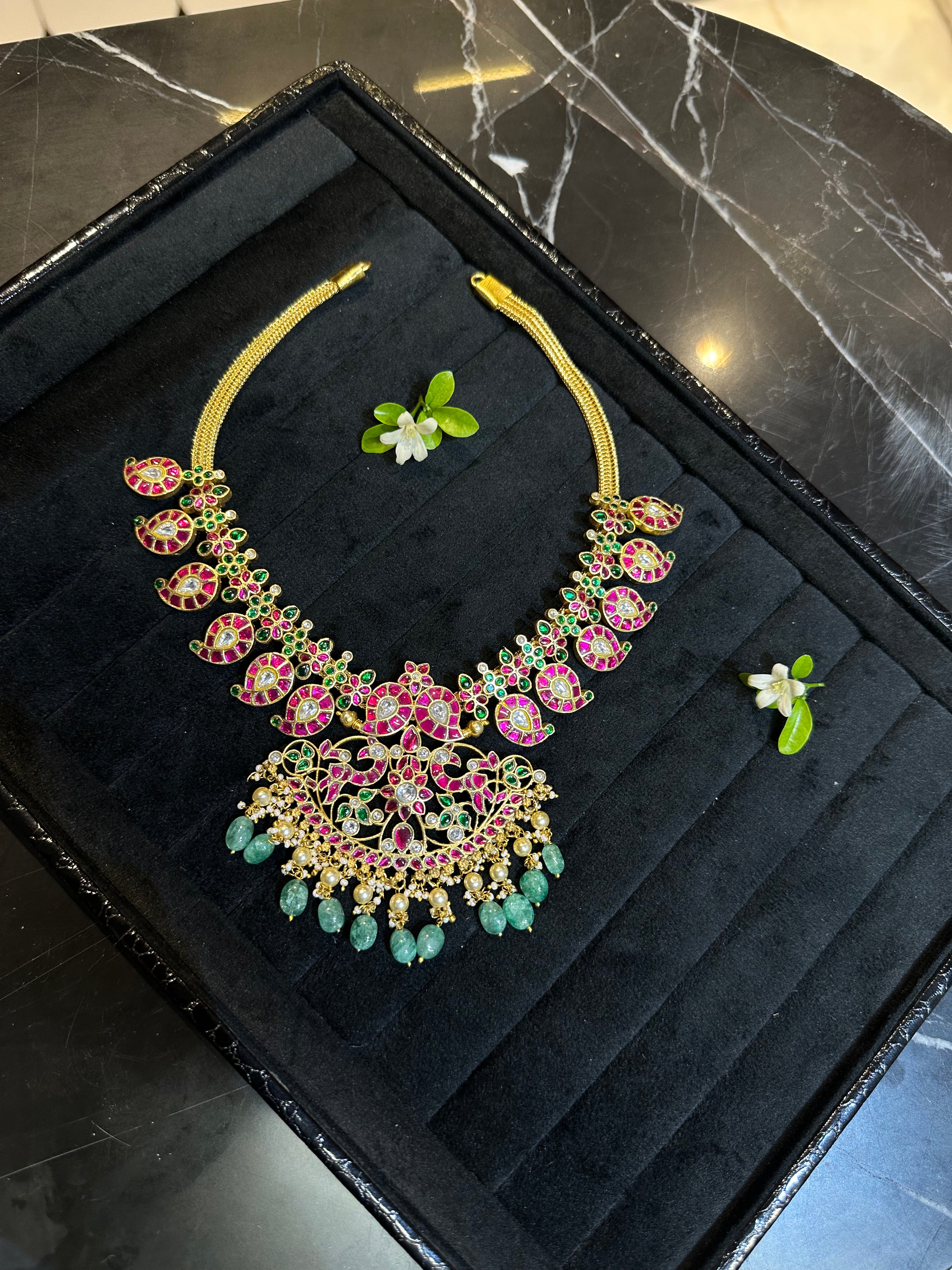 Exquisite Jadau Kundan Mango Mala Necklace