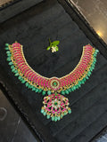 Jadau Kundan Choker Set with Emerald Drops & Ruby Stone Work
