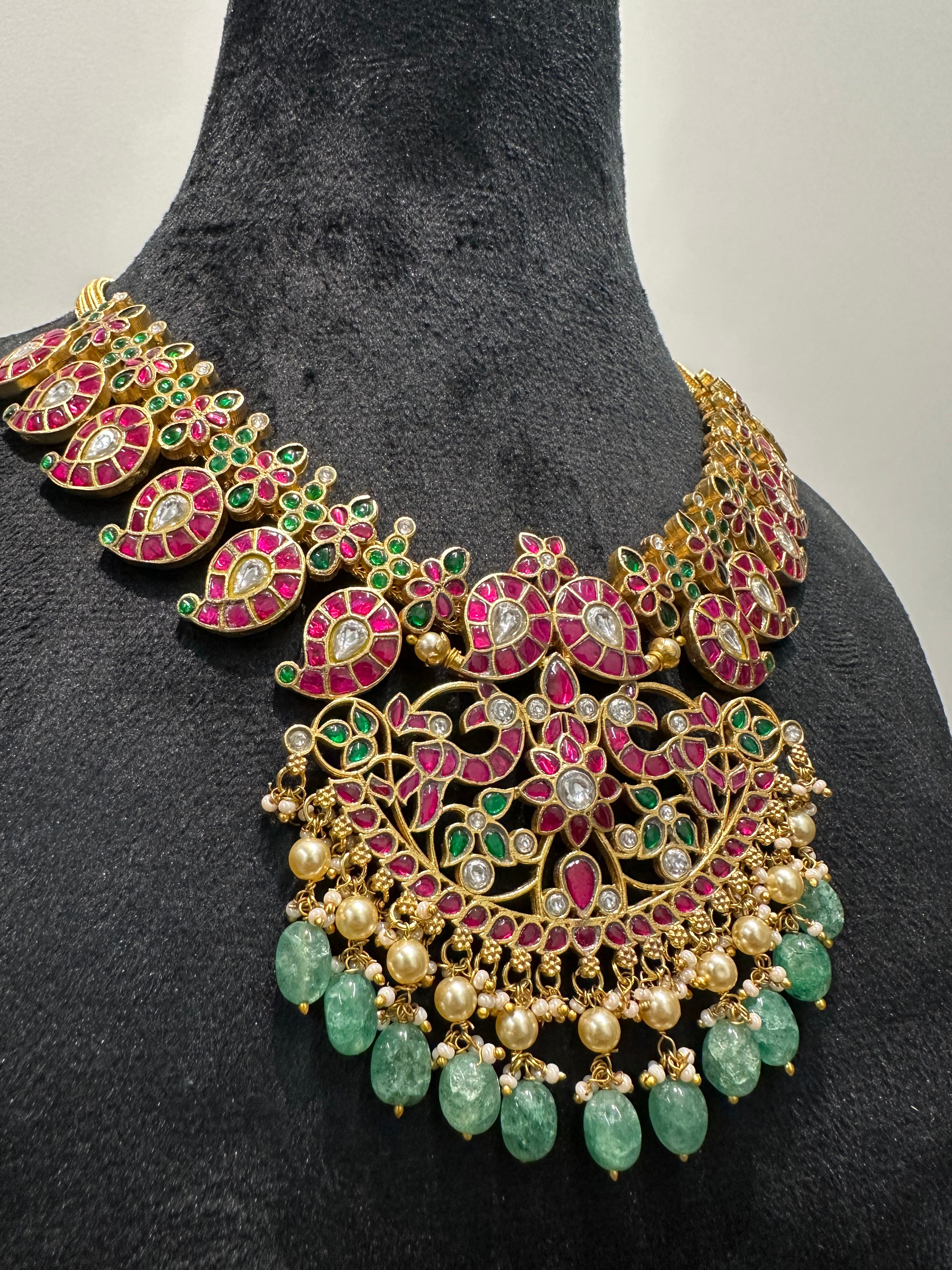 Exquisite Jadau Kundan Mango Mala Necklace