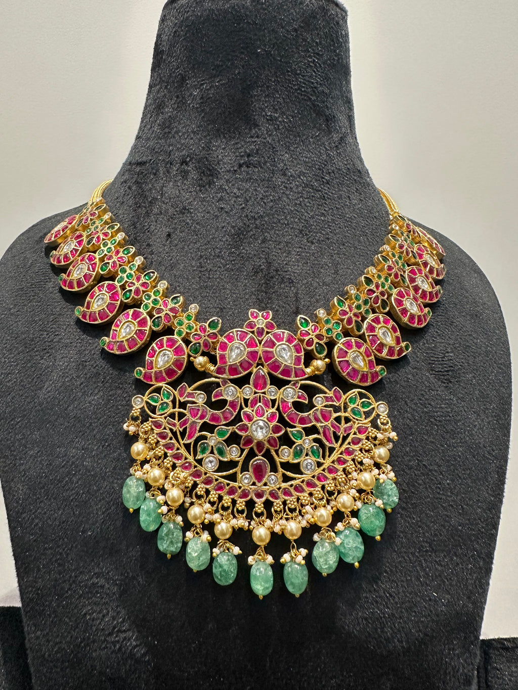 Exquisite Jadau Kundan Mango Mala Necklace