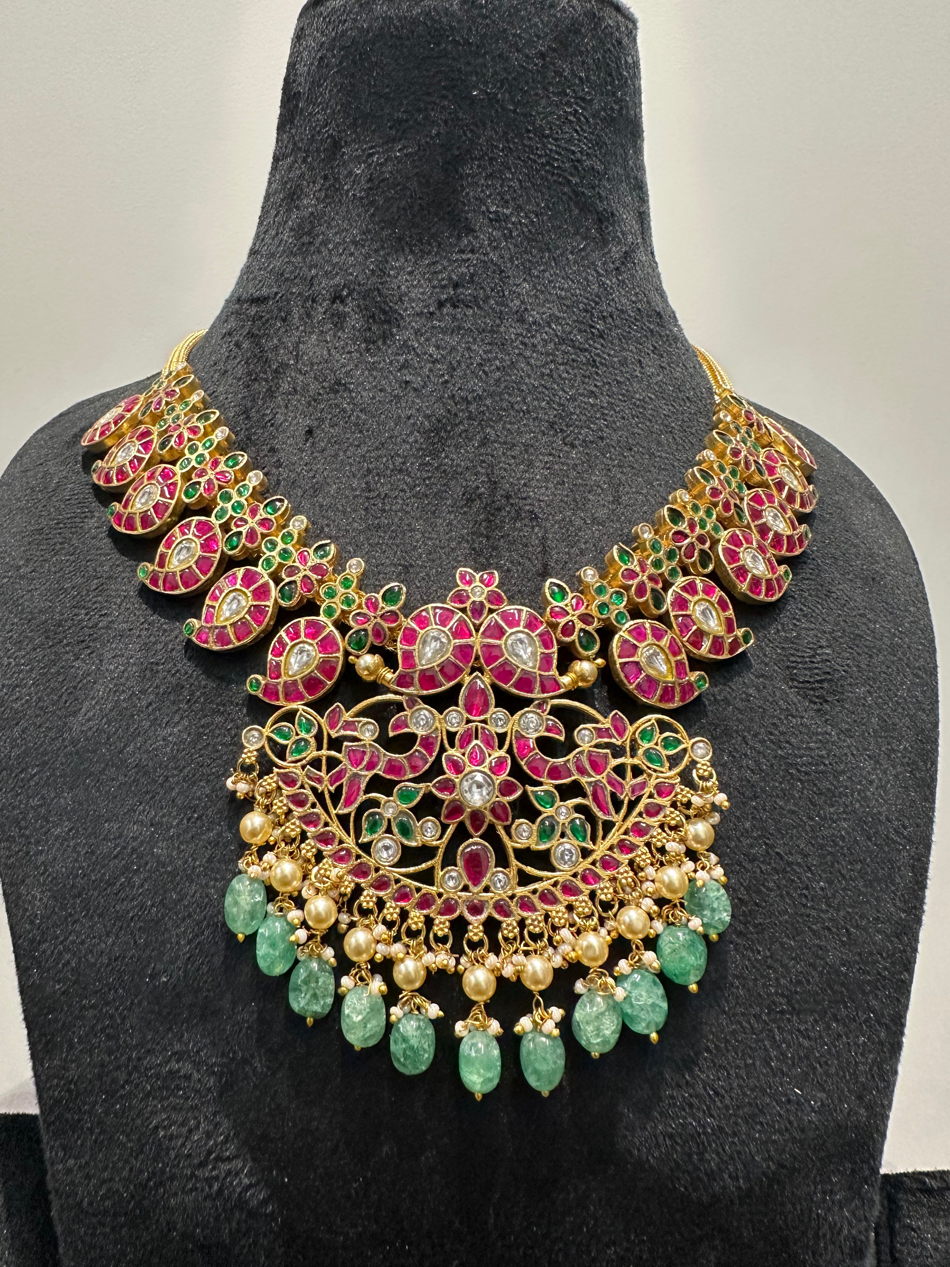 Exquisite Jadau Kundan Mango Mala Necklace