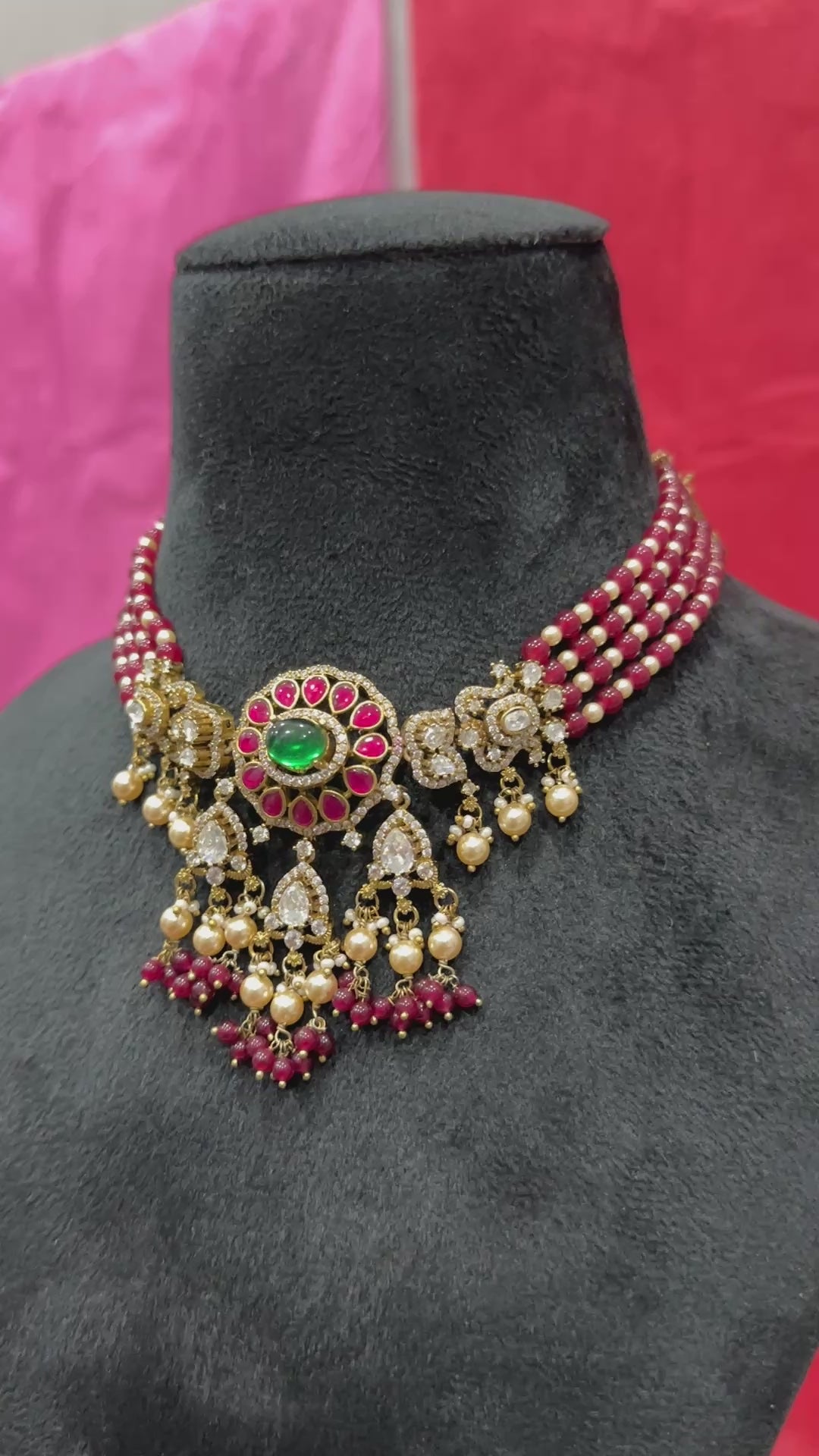 Raniya Ruby Polki Pendant Necklace Set